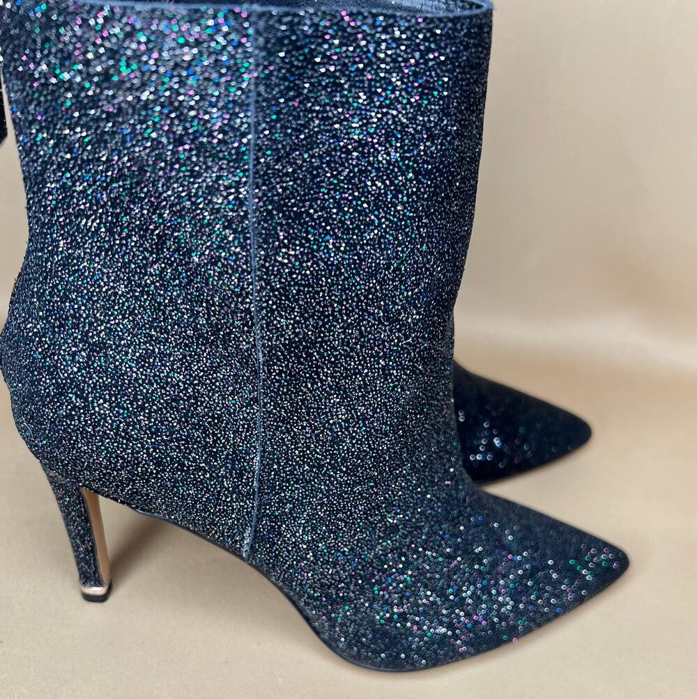 Kenneth Cole NY Riley Black Iridescent Glitter Heeled Ankle Boot 6.5 New